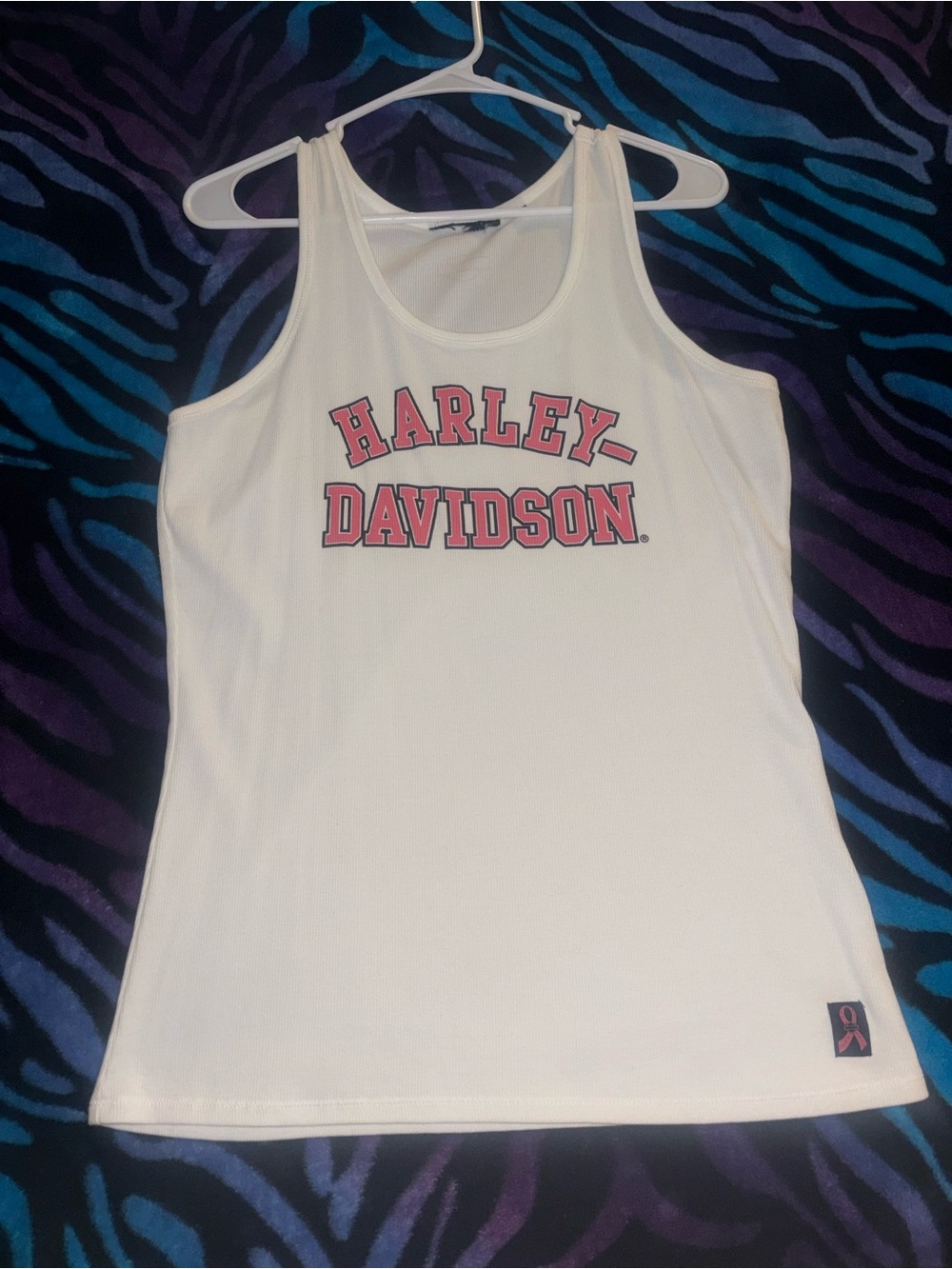 Harley-Davidson White Tank with Pink Logo